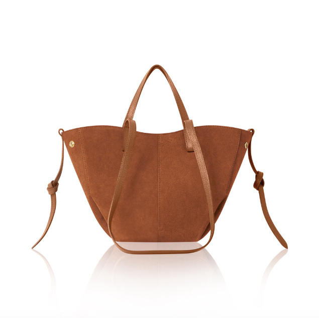 Tan Suede Shoulder Tote