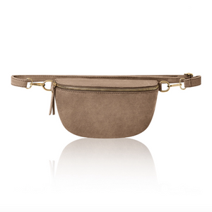 Taupe Suede Waist Crossbody Bag