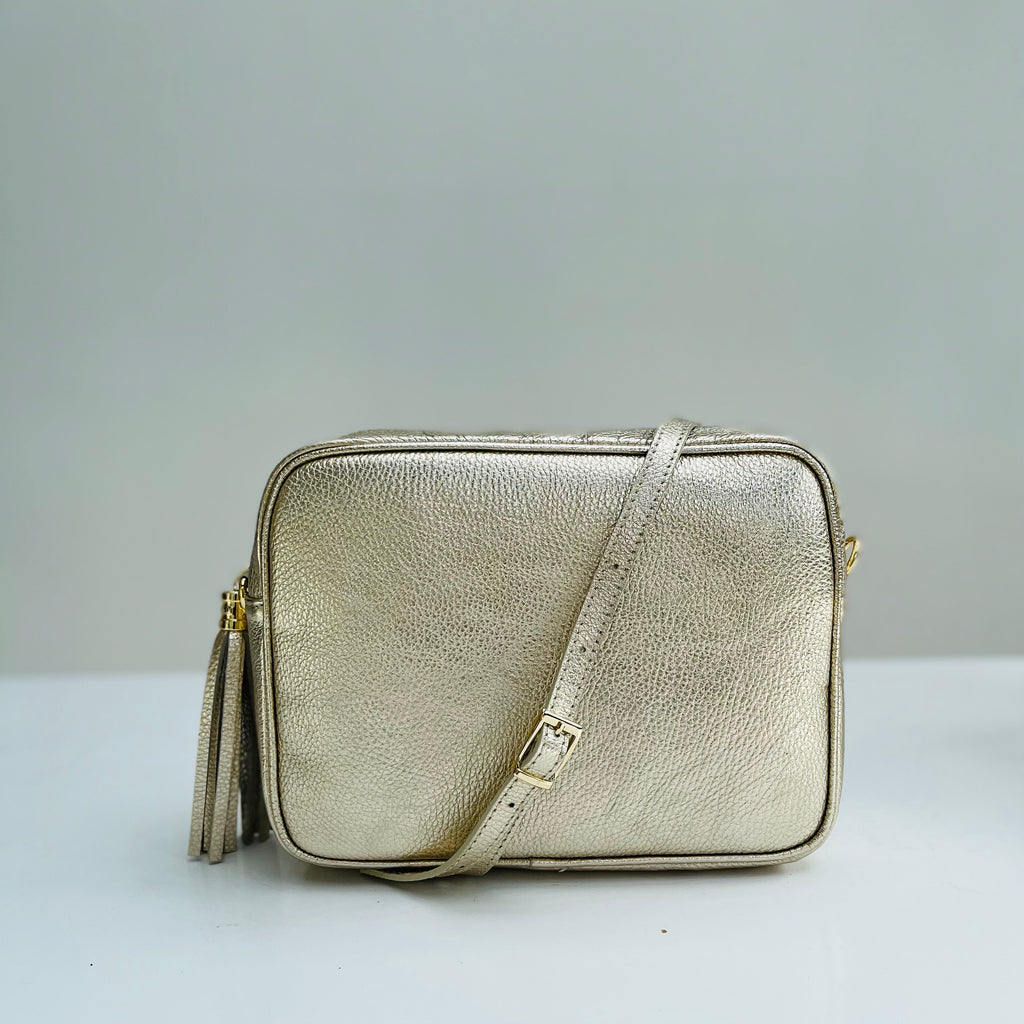 Gold Leather Double Zip Cross Body Bag – Alice's Wonders UK