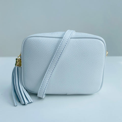 White Leather Tassel Cross Body Bag